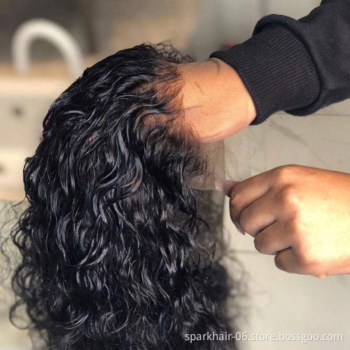 Hot Sale Brazilian Virgin Human Hair Lace Wig Vendors Wholesale Full Transparent Hd Lace Front Closure Deep Wave Curly Wig